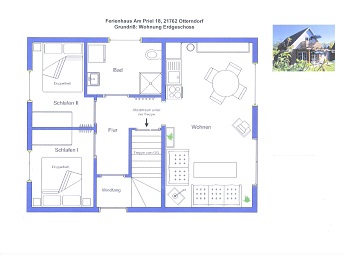 Ferienhaus Otterndorf Plan Erdgeschoss-Wohnung EG mit Terrasse